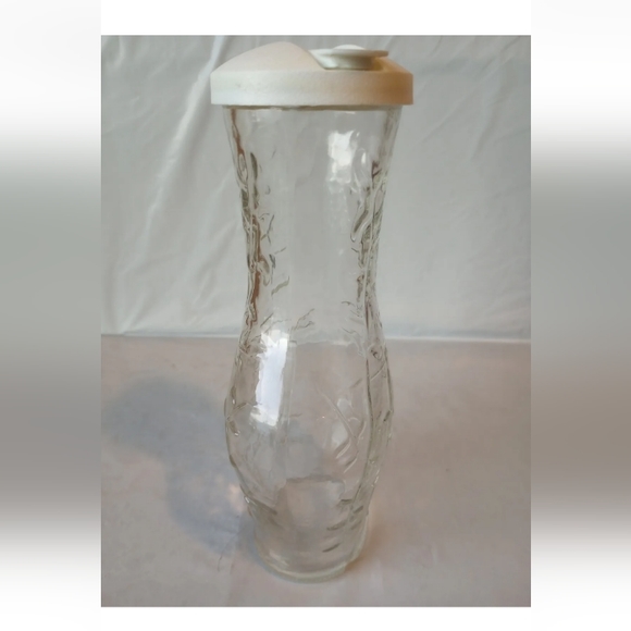 VTG Good Seasons Glass Salad Dressing Mixing Jar/Cruet with Lid Vines Pattern - Picture 2 of 6